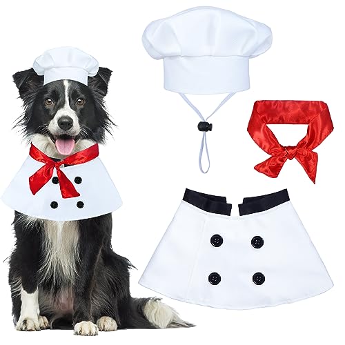 GOYOSWA Halloween-Kostüm für Hunde, Koch mit rotem Schal, lustige Urlaubskleidung, Halloween-Kostüme für kleine, mittelgroße und große Hunde, Haustiere (groß) von GOYOSWA