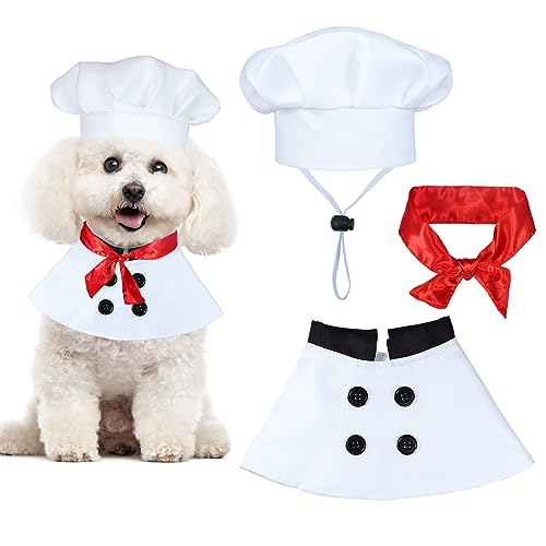 GOYOSWA Halloween-Kostüm für Hunde, Koch mit rotem Schal, lustiges Urlaubskleidung, Halloween-Kostüme für kleine, mittelgroße und große Hunde, Haustiere (klein) von GOYOSWA