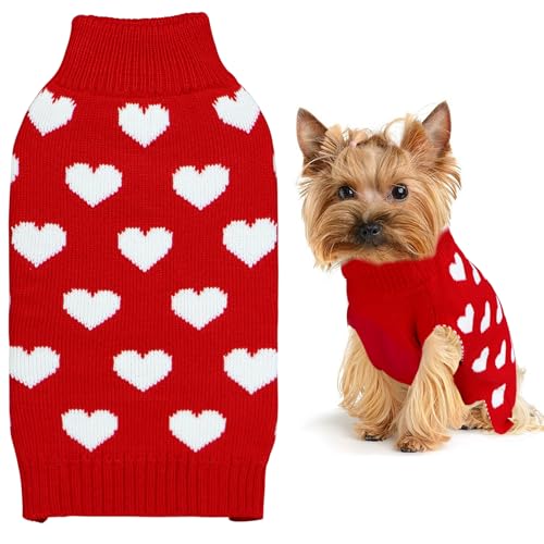GOYOSWA Hundepullover für Valentinstag, Strickpullover für kleine, mittelgroße und große Hunde, Haustiere, Rot, Größe S von GOYOSWA