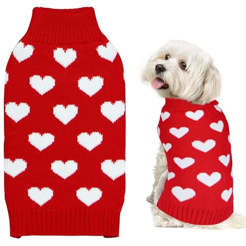 GOYOSWA Hundepullover für Valentinstag, Strickpullover in Herzform, für kleine, mittelgroße und große Hunde, Haustiere, Rot, Größe L GOYOSWA Hundepullover für Valentinstag, Strickpullover in Herzform, für kleine, mittelgroße und große Hunde, Haustiere, Rot, Größe L von GOYOSWA
