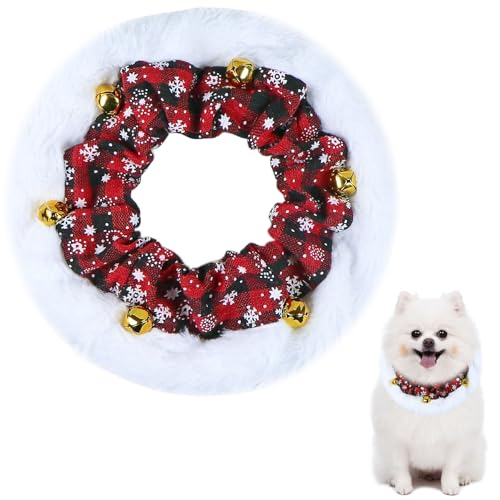 GOYOSWA Weihnachts-Outfit für Hunde, Weihnachts-Hundehalsband mit Glocken, Ornamente, Urlaub, Hunde-Halsbekleidung, Kostüm für kleine, mittelgroße und große Hunde, Haustiere (Schneeflocke, klein) von GOYOSWA