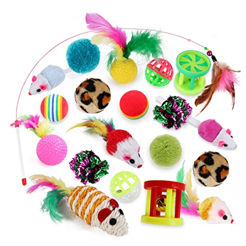 GOZAR 20-teiliges Haustier-Katzenspielzeug-Set, Katzenkanal, Teasing-Stick, Glocke, Katzentunnel, S GOZAR 20-teiliges Haustier-Katzenspielzeug-Set, Katzenkanal, Teasing-Stick, Glocke, Katzentunnel, S von GOZAR
