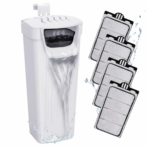 GOZILLA 74 GPH Schildkröten-Tankfilter, 3,5 W Aquariumfilter, niedriger Wasserstand, Aquariumfilter für kleine Aquarien bis zu 10 Liter, inklusive 3 Ersatzkartuschen (weiß) von GOZILLA