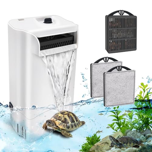 GOZILLA Aquariumfilter, 8 W, leiser Aquariumfilter mit Dual-Filtrationssystem für Reptilien-Tank, 2 Kartuschen im Lieferumfang enthalten (weiß) von GOZILLA