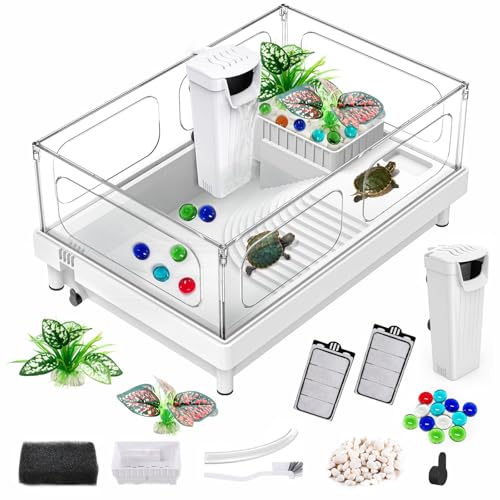 GOZILLA Kleiner Schildkrötentank mit Filter, Acryl-Schildkröten-Tank-Starter-Set, Reptilienlebensraum und Terrarium mit multifunktionalen Bereichen für Schildkröte, Krabben, Krebse, kleine Reptilien GOZILLA Kleiner Schildkrötentank mit Filter, Acryl-Schildkröten-Tank-Starter-Set, Reptilienlebensraum und Terrarium mit multifunktionalen Bereichen für Schildkröte, Krabben, Krebse, kleine Reptilien von GOZILLA