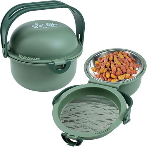 Hundenapf Faltbar, 600ml Futternapf Hund, Fressnapf Hund Edelstahl, Napf Hunde Unterwegs, Hundenäpfe Plastik mit Griff, Hundeschüssel Camping und Wandern, Tragbarer Wassernapf für Große/Kleine Hunde,A von GQDGCU
