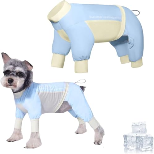 Hundeshirt Sommer, Kühlwesten für Hunde, Weich Hundekleidung, UV Schutz Haustier T-Shirt, Hunde Tshirt für Kleine Mittelgroße Große Hund (M,Blau A) von GQDGCU