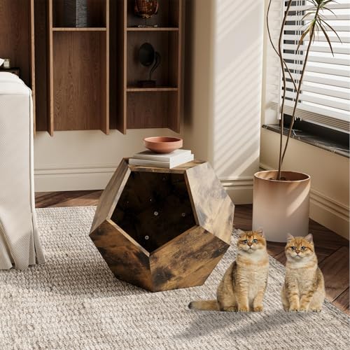 Beistelltisch, Bequemer und SchöNer Modernes HaustiermöBel Bietet Platz füR BüCher, Pflanzgefäß Aus MDF, Platzsparende Beistelltische füR Wohnzimmer, Schlafzimmer (Antikbraun, 66 x 66 x 53 cm) von GQTYBZ