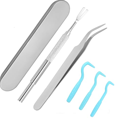 GQunit 1 Set Zeckenentferner Werkzeuge für Hunde, Edelstahl Zeckenentferner Set mit Pinzette, vier Clips und Box, Entfernung Pinzette für Menschen, Hunde, Katzen von GQunit