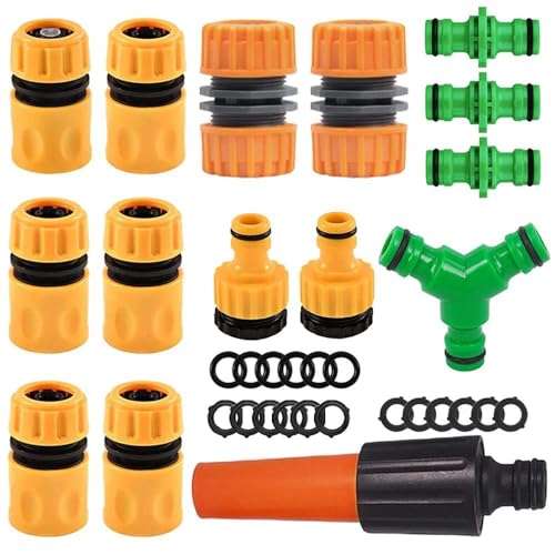 GQunit Gartenschlauch Anschluss Schlauchverbinder 1/2 Zoll Set 33 Stück Schlauchanschluss 1/2 Zoll Schlauchverbinder Anschluss Schlauchkupplung Kupplung 1/2 Zoll von GQunit