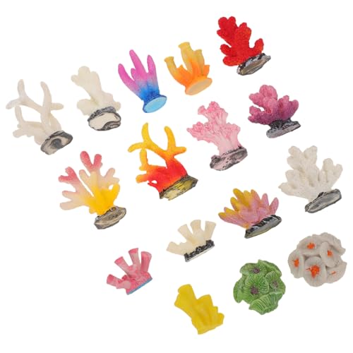 GRADENEVE 16 Stück Teiliges Aquarium Korallen Dekor aus Robustem Resin Simulierte Mini Korallenpflanzen Design Pflegeleicht für Kleine Fischbecken und Wasserschildkröten Aquarien Dekoration von GRADENEVE