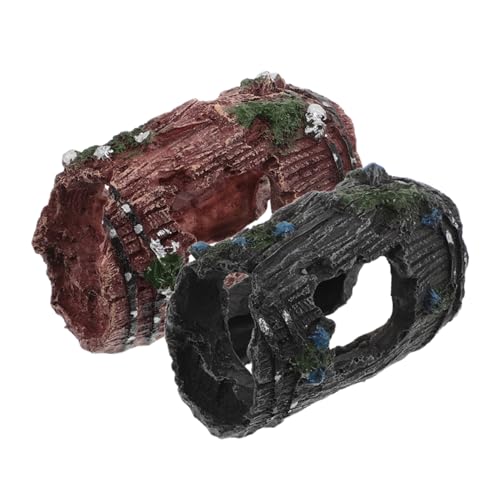 GRADENEVE 2 Stück Resin Aquarium Fischhöhle Bruchfass Versteck Betta Garnelen Höhle Fischbecken Deko Sicheres Versteck für Kleine und Mittlere Aquarien Landschaftsornament von GRADENEVE