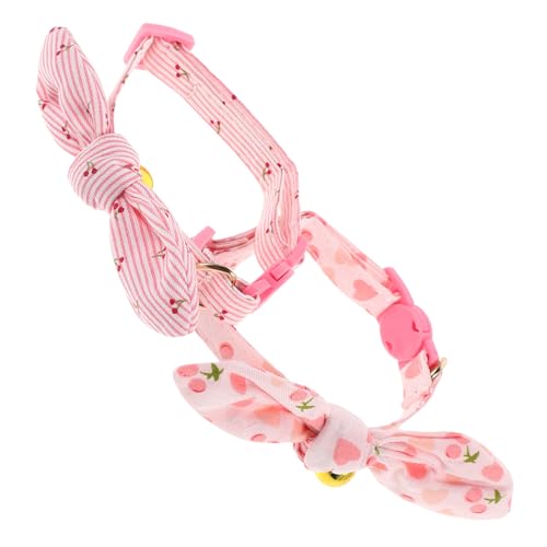 GRADENEVE 2 Stück Verstellbares Katzenhalsband Glocke und Abnehmbarer Schleife Leichtes Langlebiges Haustierhalsband mit Niedlichen Hasenohren für Kleine Katzen und Hunde von GRADENEVE