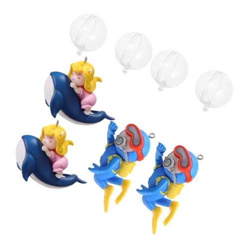 GRADENEVE 4 Stück Schwimmende Aquariumdekoration PVC Taucher Farbigen Figuren und Mädchen Wal Witterungsbeständig Dynamisch Pflegeleicht für Fischbecken und Aquarienlandschaften von GRADENEVE