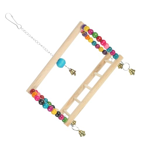 GRADENEVE Bunte Holzperlen Vogelschaukel Vogelspielzeug Hängeschaukel für Papageien Wellensittiche Kauspielzeug Balance und Koordination im Käfig von GRADENEVE