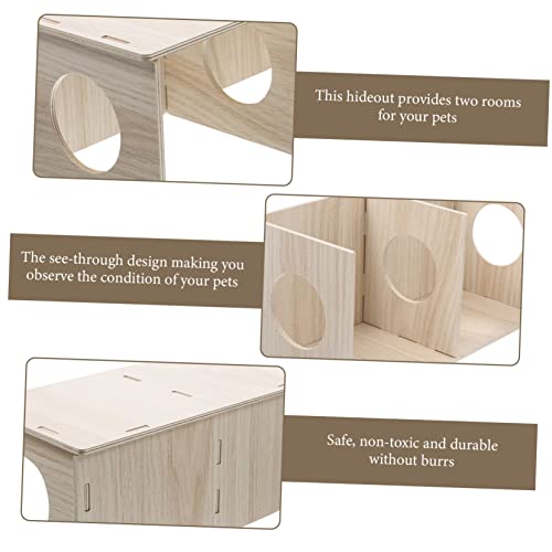 GRADENEVE Holz Hamster Versteck Haus mit Mehreren Kammern Mittelgroßes Kleintierhaus aus Sicherem Langlebigem Holz DIY Bemalbar als Meerschweinchen und Mäuse Rückzugsort Käfig Dekoration von GRADENEVE