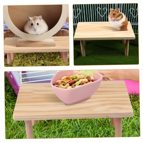 GRADENEVE Holzplattform für Hamster Käfig Stabil Kaubeständig Dickes Naturholz Sichere Kletterplattform Dekoratives Kleintierzubehör für Hamster und Frettchen von GRADENEVE