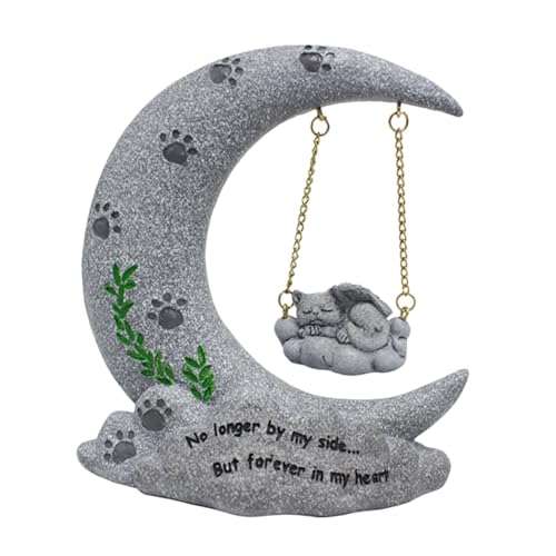 GRADENEVE Resin Katzen Gedenkstein Mondform Wetterfester Haustiergrabstein für Garten und Innenbereich Dekorativer Tier Memorial Stein Feine Struktur als Katzen andenken und GRADENEVE Resin Katzen Gedenkstein Mondform Wetterfester Haustiergrabstein für Garten und Innenbereich Dekorativer Tier Memorial Stein Feine Struktur als Katzen andenken und von GRADENEVE