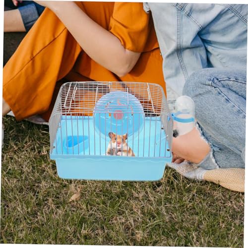 GRADENEVE Tragbarer Hamsterkäfig mit Tragegriff für Hamster Chinchillas und Kleine Vögel Großer Auslauf Hautfreundliches Material Inklusive Wasserflaschenhalter Praktischer von GRADENEVE