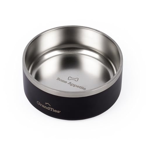 GrandTies Futternapf aus Edelstahl mit Gravur, wiederverwendbar, BPA-frei, isoliert, für Katzen und Hunde, groß, robust, rutschfest, auslaufsicher, Wassernapf für den Außenbereich, 530 ml von GRANDTIES