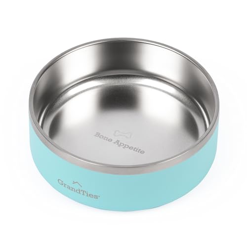 GrandTies Futternapf aus Edelstahl mit Gravur, wiederverwendbar, BPA-frei, isoliert, für Katzen und Hunde, groß, robust, rutschfest, auslaufsicher, Wassernapf für den Außenbereich, 680 ml, Pudergrün GrandTies Futternapf aus Edelstahl mit Gravur, wiederverwendbar, BPA-frei, isoliert, für Katzen und Hunde, groß, robust, rutschfest, auslaufsicher, Wassernapf für den Außenbereich, 680 ml, Pudergrün von GRANDTIES