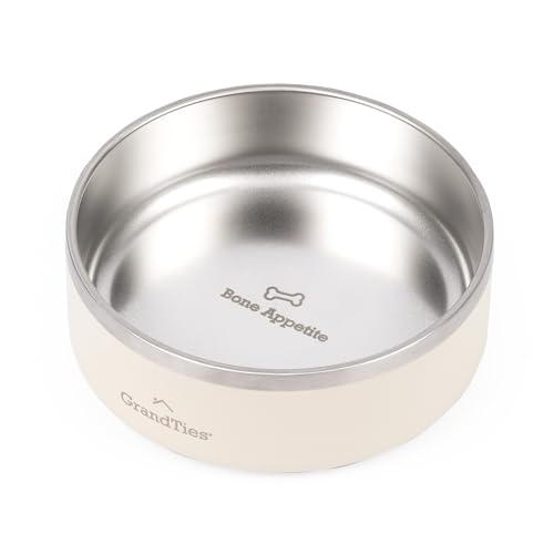 GrandTies Futternapf aus Edelstahl mit Gravur, wiederverwendbar, BPA-frei, isoliert, für Katzen und Hunde, groß, robust, rutschfest, auslaufsicher, Wassernapf für den Außenbereich, 680 ml von GRANDTIES