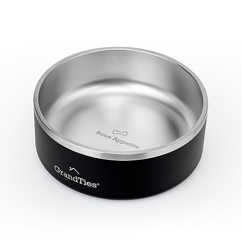 GrandTies Hundenapf aus Edelstahl, graviert, wiederverwendbar, BPA-frei, isoliert, für Katzen und Hunde, groß, robust, rutschfest, auslaufsicher, Wassernapf für den Außenbereich (1250mL, Mattschwarz) GrandTies Hundenapf aus Edelstahl, graviert, wiederverwendbar, BPA-frei, isoliert, für Katzen und Hunde, groß, robust, rutschfest, auslaufsicher, Wassernapf für den Außenbereich (1250mL, Mattschwarz) von GRANDTIES