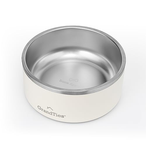 GrandTies Hundenapf aus Edelstahl, graviert, wiederverwendbar, BPA-frei, isoliert, für Katzen und Hunde, groß, robust, rutschfest, auslaufsicher, für den Außenbereich (1890mL, Elfenbeinweiß) GrandTies Hundenapf aus Edelstahl, graviert, wiederverwendbar, BPA-frei, isoliert, für Katzen und Hunde, groß, robust, rutschfest, auslaufsicher, für den Außenbereich (1890mL, Elfenbeinweiß) von GRANDTIES