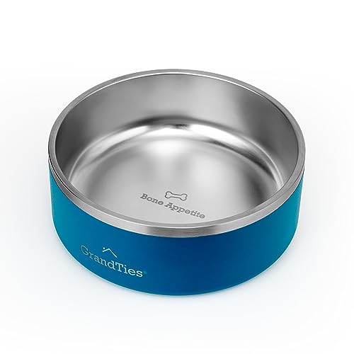 GrandTies Hundenapf aus Edelstahl, graviert, wiederverwendbar, BPA-frei, isoliert, für Katzen und Hunde, groß, robust, rutschfest, auslaufsicher, für den Außenbereich (1250mL, Kobaltblau) von GRANDTIES