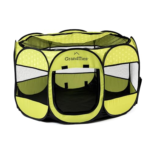 GrandTies Wasserdichter Hunde- und Katzenlaufstall - Faltbares Haustierzelt für Indoor & Outdoor, Pop-Up Zwinger für Welpen, Kätzchen & Kaninchen - Tragbare Reisebox mit Tragetasche (Spring Sprout GrandTies Wasserdichter Hunde- und Katzenlaufstall - Faltbares Haustierzelt für Indoor & Outdoor, Pop-Up Zwinger für Welpen, Kätzchen & Kaninchen - Tragbare Reisebox mit Tragetasche (Spring Sprout von GRANDTIES