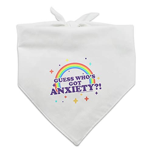 Hundehalstuch, Aufschrift "Guess Who's Got Anxiety", Regenbogenfarben von GRAPHICS & MORE