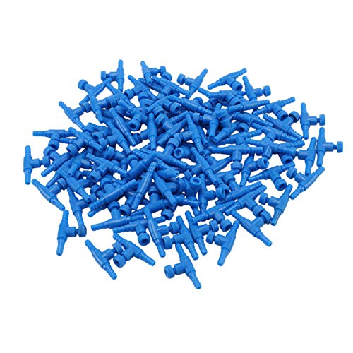 GRARRO 100 StüCk Blau Plastic 2-Wege-Aquarium-Aquarium-Luftpumpen-Steuerventil für 4-Mm-Luftrohr von GRARRO