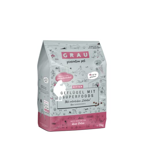 GRAU – das Original – Trockenfutter für Katzen - Kitten - Geflügel mit Superfoods, 1er Pack (1 x 2 kg), glutenfrei, für Kitten von Grau