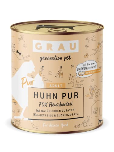 GRAU – das Original – Nassfutter für Hunde - Huhn Pur, 6er Pack (6 x 400 g), Monoprotein, für erwachsene Hunde von GRAU generation pet