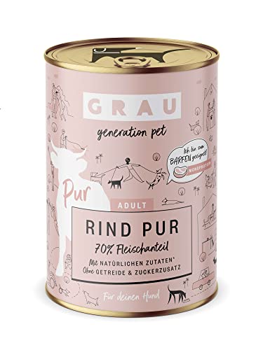 GRAU generation pet Rind Pur | 6 x 400 g | Nassfutter für Erwachsene Hunde | Rind als einzige tierische Proteinquelle | Zum BARFen, selbermixen oder als Ausschlussdiät geeignet GRAU generation pet Rind Pur | 6 x 400 g | Nassfutter für Erwachsene Hunde | Rind als einzige tierische Proteinquelle | Zum BARFen, selbermixen oder als Ausschlussdiät geeignet von Grau