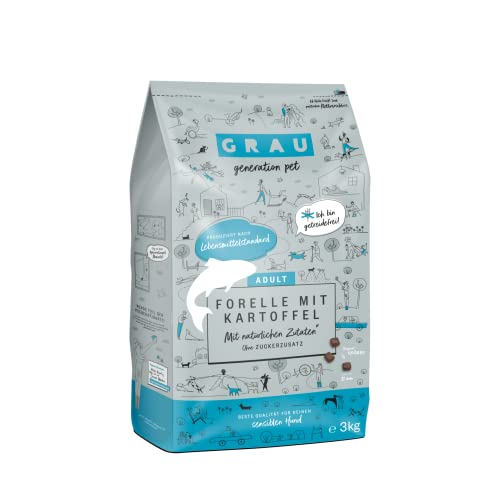 GRAU – das Original – Trockenfutter für Hunde - Forelle mit Kartoffeln (1 x 3 kg), getreidefrei, für sensible, erwachsene Hunde von Grau