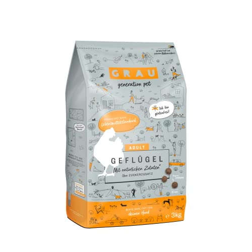 GRAU – das Original – Trockenfutter für Hunde - Geflügel, 1er Pack (1 x 3 kg), getreidefrei, für sensible, erwachsene Hunde von Grau