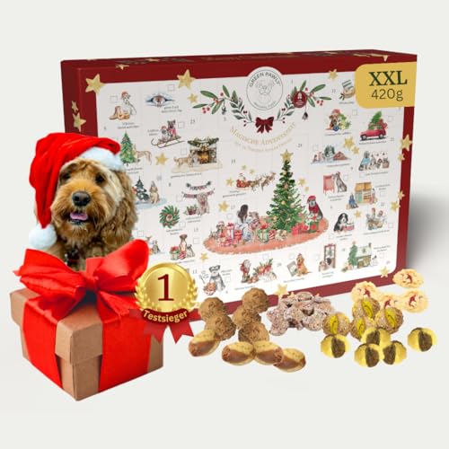 Green PAWLY® Hunde Adventskalender 2023, für Hunde, 300g XXL, NATÜRLICH, Vitamine, Snacks, FRISCHFLEISCH, vegetarisch in 100% LEBENSMITTELQUALITÄT, OHNE Chemie, voller SUPERFOODS von GREEN PAWLY NATURAL FOOD