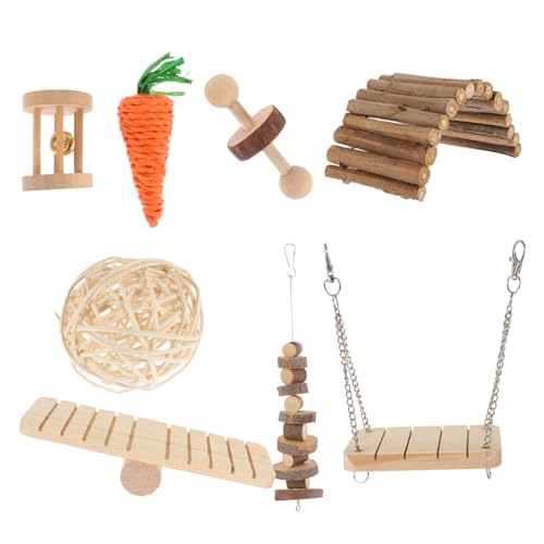 GREENADSCAPE Kletter-wippenspielzeug Für Hamster Haustierbedarf Aus Holz Hamsterleiterspielzeug Backenzahnwerkzeuge Ideal Für Kleintiere von GREENADSCAPE