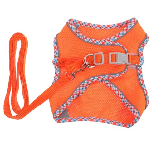 GREENADSCAPE Verstellbares Hundegeschirr mit Leine Haustiergeschirr Hunde-Wanderweste Orange XXS von GREENADSCAPE