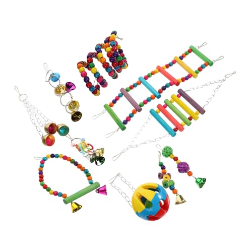 GREENADSCAPE Lustiges Papageienspielzeug Vogelständer Spielzeug Vogelsitzstange Schaukel Vogelspielzeug für Sittiche Vogelpapagei Schaukelspielzeug 10-teiliges Set von GREENADSCAPE