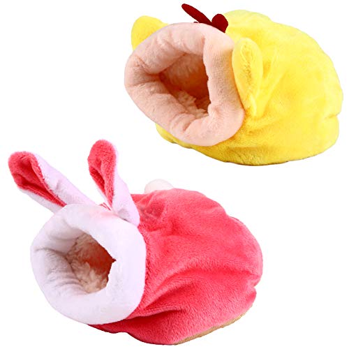 GREENADSCAPE 2er-Pack Gemütliches Warmes Hamsterhausbett Für Kleintiere Meerschweinchenhöhle Nest Flanell Haustierhöhle Nest Plüschspielzeug von GREENADSCAPE