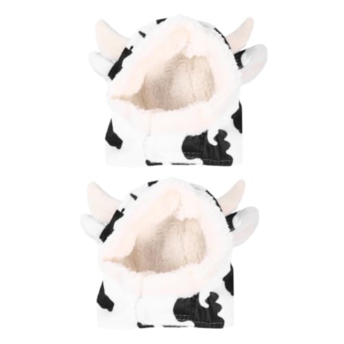 GREENADSCAPE 2stücke Kuscheltier Kuh- Hut Für Hunde Verstellbare Cosplay Kopfbedeckung Für Halloween Und Partys Weichem Material Für -Dekorationen von GREENADSCAPE