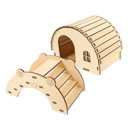 GREENADSCAPE 2pcs Holz Hamster Hideout Brücke Hamster Nahrungssuche Spielzeug Set Sicher Komfortable Nest von GREENADSCAPE