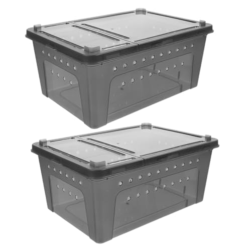 GREENADSCAPE 2 Stück Reptilien-futterbox, Eidechsen-vogelspinnen-lebensraumkäfig, Brutbehälter, Schlangenzuchtbox, Tragbares Haustierhaus Aus Kunststoff Für Skorpione, Spinnen, Frösche von GREENADSCAPE