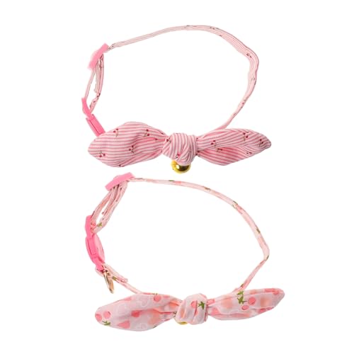 GREENADSCAPE 2 Stück Verstellbares Hundehalsband mit Glocke Süße Schleifen Halskette für Kleine Hunde und Kätzchen Langlebiges Einfach zu Reinigendes Vintage Halsband für Alltag und Besondere von GREENADSCAPE
