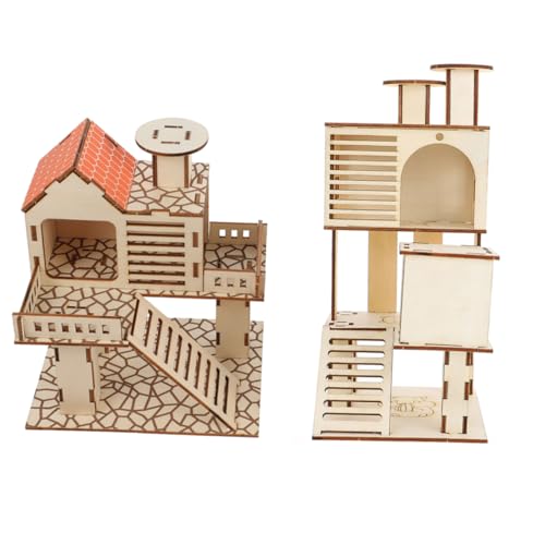 GREENADSCAPE 2stücke Holz Hamster Spielzeug Kletterleiter Und Plattform Für Kleine Tiere Sicheres Und Langlebiges Naturmaterial Versteck Und Spielplatz Für Hamster Und Kleine Haustiere von GREENADSCAPE