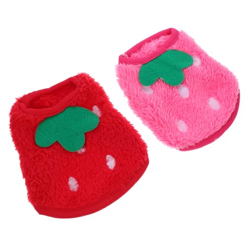 GREENADSCAPE 2St Kleidung für Haustierkaninchen Pullover für Kaninchen Dackelkleidung Wintermäntel Weihnachtshund Bunny Jacket hasenkostüme Heimtierbedarf Erdbeer-Kaninchenmantel Korallenvlies von GREENADSCAPE