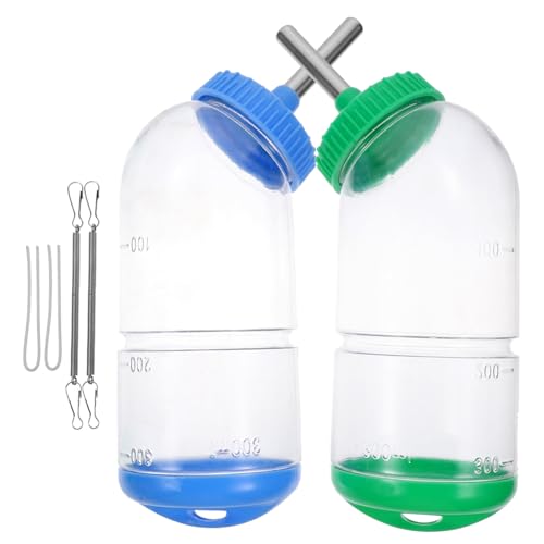 GREENADSCAPE Wasserflaschen Für Haustiere 2er-Pack Tränke Für Meerschweinchen Auslaufsicher Großes Fassungsvermögen 300 Ml Sicher Für Kleintiere Einfach Zu Verwenden Und in Zufälliger Farbe von GREENADSCAPE