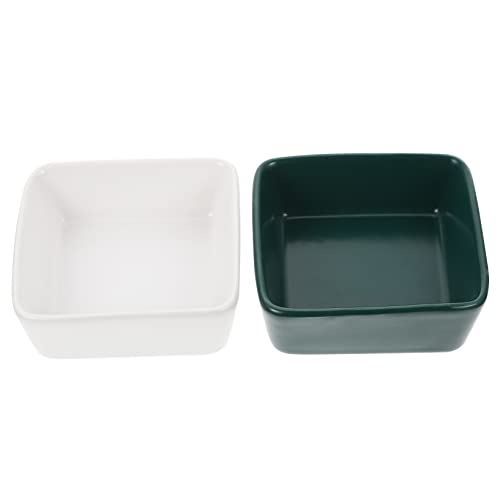 GREENADSCAPE 2stücke Keramische Hamsterfutter Und Wasserschalen rutschfeste Futternäpfe Für Kleine Haustiere Für Meerschweinchen Kaninchen Und Andere Kleintiere Weiß Und Dunkelgrün von GREENADSCAPE